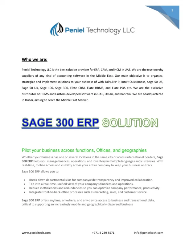 Sage 300 Erp | Sage 300 Dealer Peniel Tech