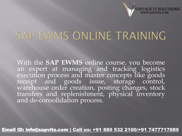 SAP EWM Online Training in Hyderabad, Bangalore, Pune, Chennai, India