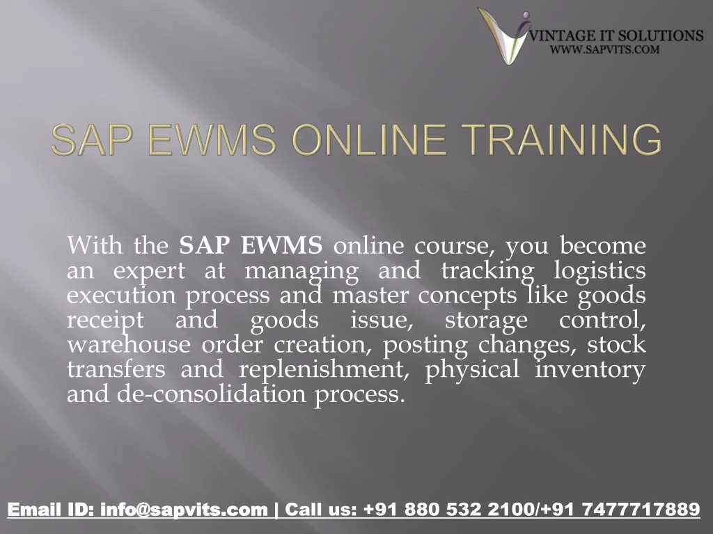 with the sap ewms online course you become