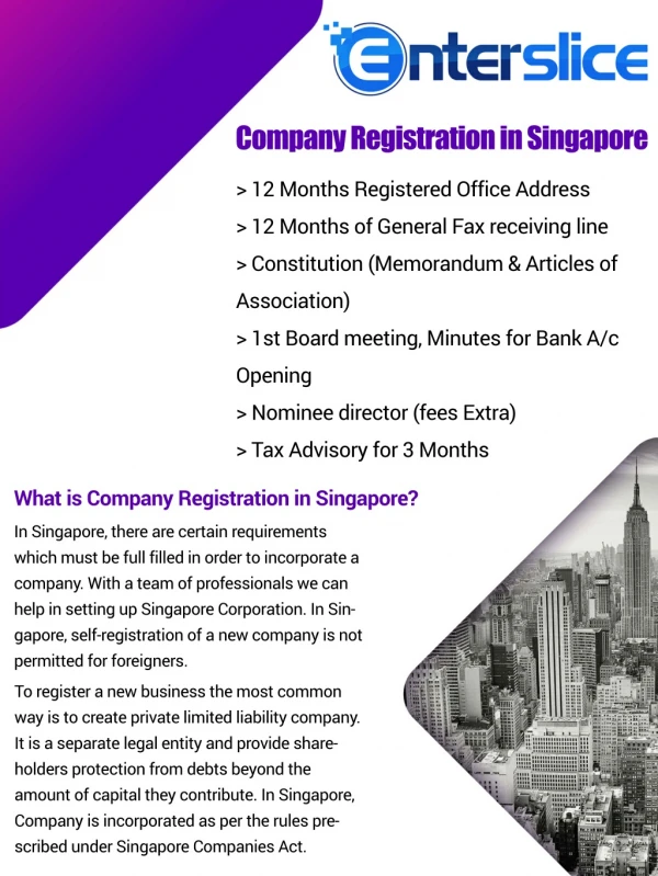 Following Benefits Company Registration in Singapore: PDF