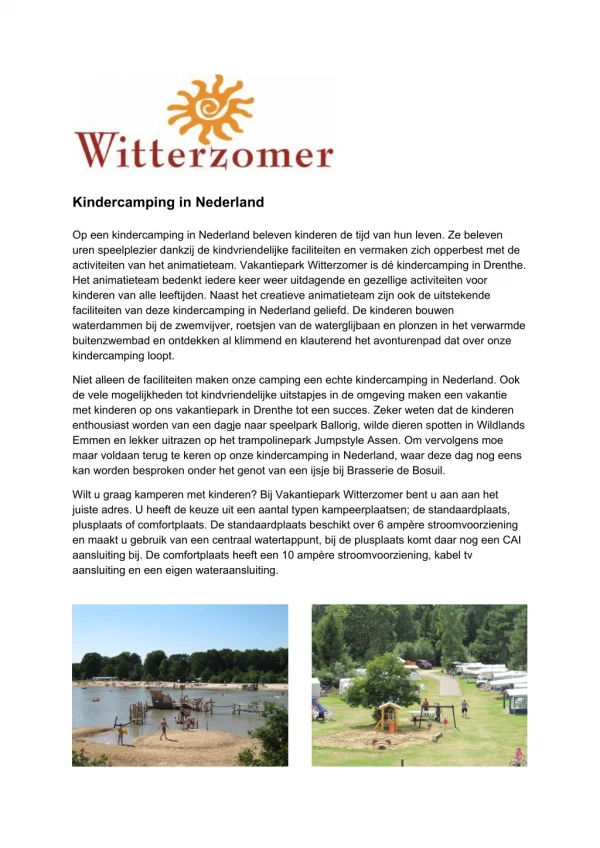 Vakantiepark Witterzomer - Kindercamping Nederland