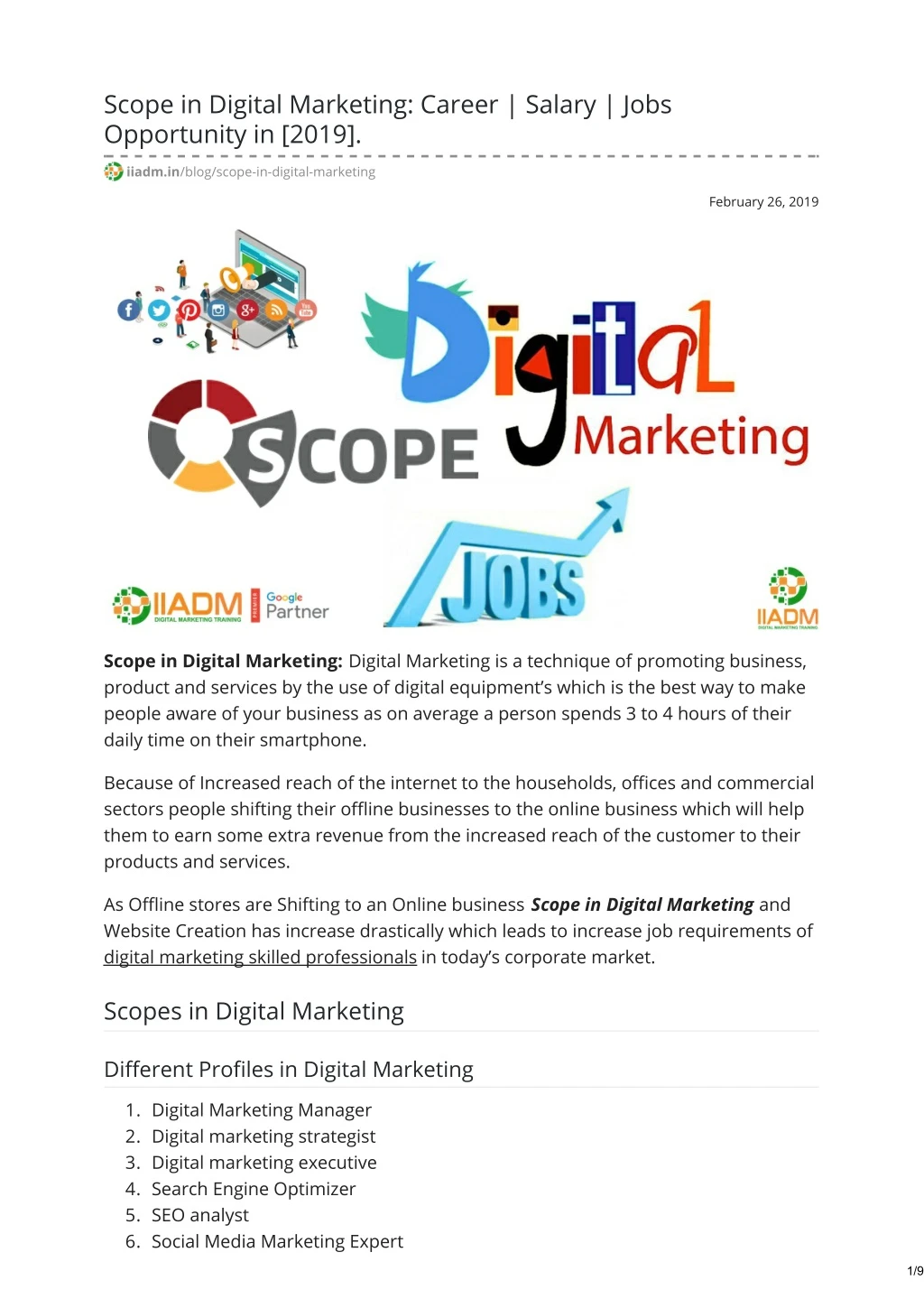 scope in digital marketing career salary jobs