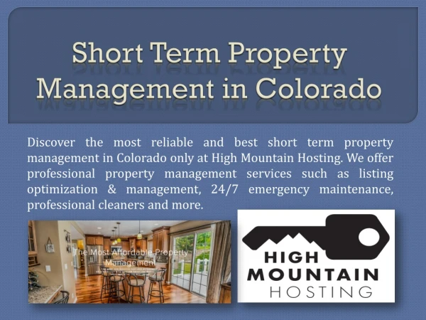 Short Term Property Management in Colorado - High Mountain Hosting