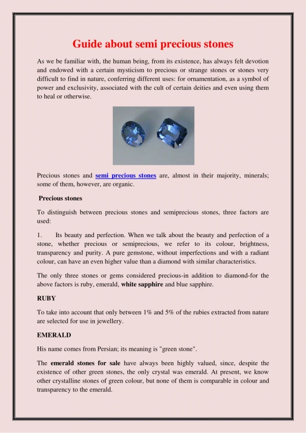 Guide about semi precious stones