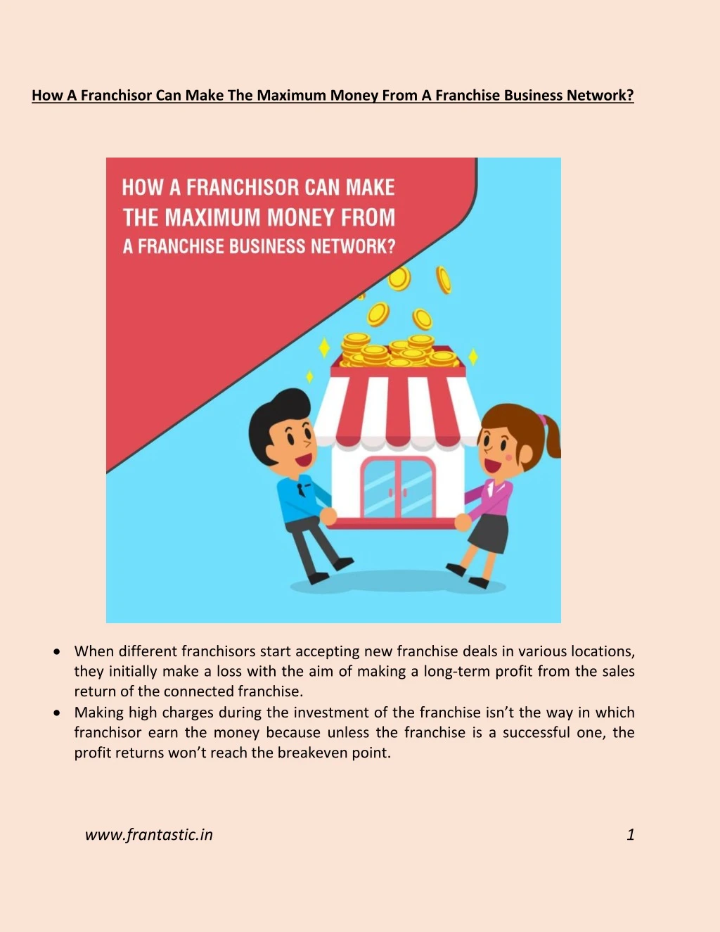 how a franchisor can make the maximum money from