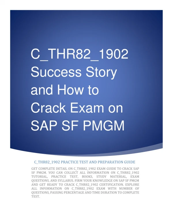 How Anselm Got 91% in SAP SF PMGM (C_THR82_1902) Certification Exam