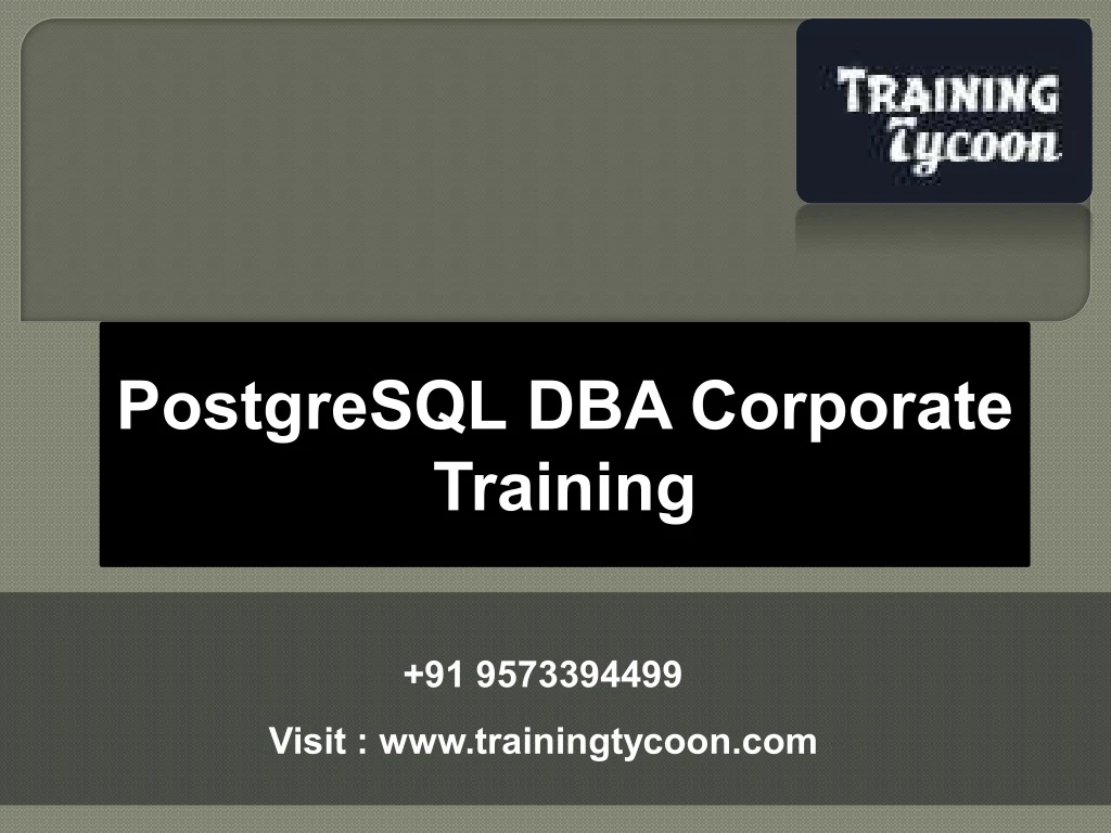 postgresql dba corporate training