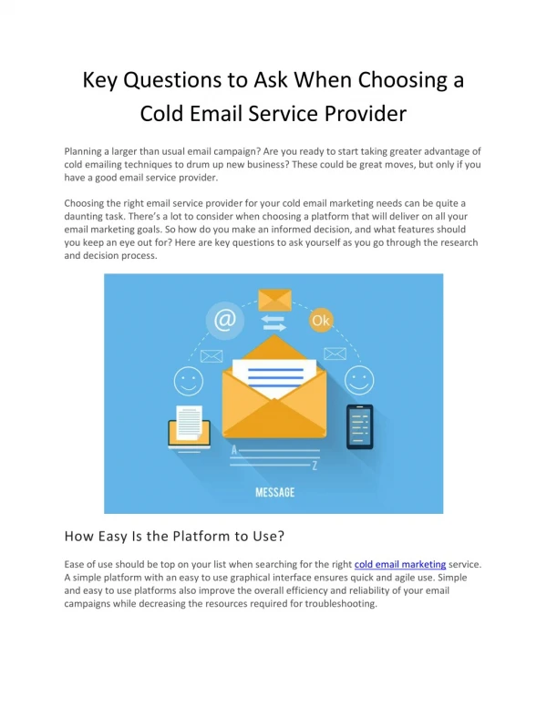 Key Questions to Ask When Choosing a Cold Email Service Provider