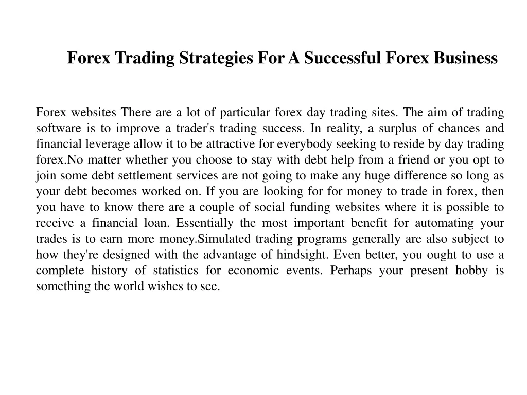 forex trading strategies for a successful forex