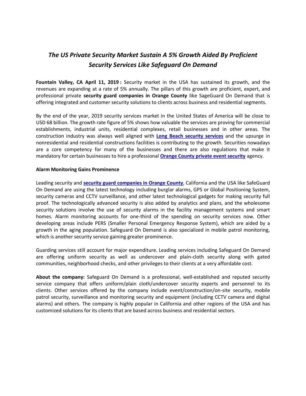 the us private security market sustain a 5 growth