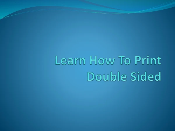 How To Print Double Sided