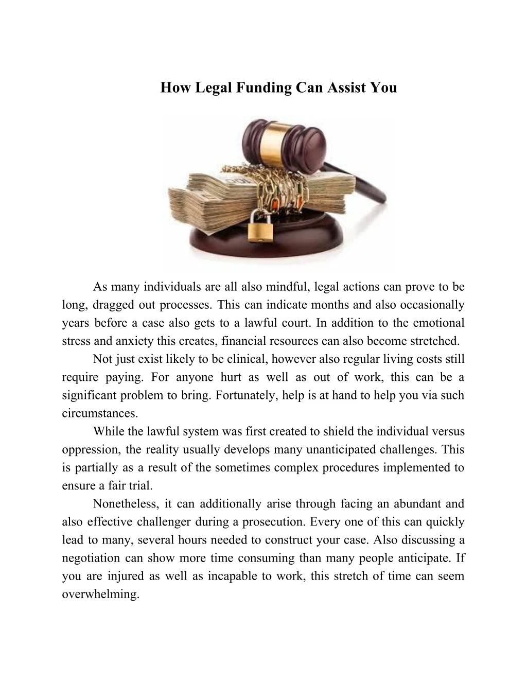 how legal funding can assist you
