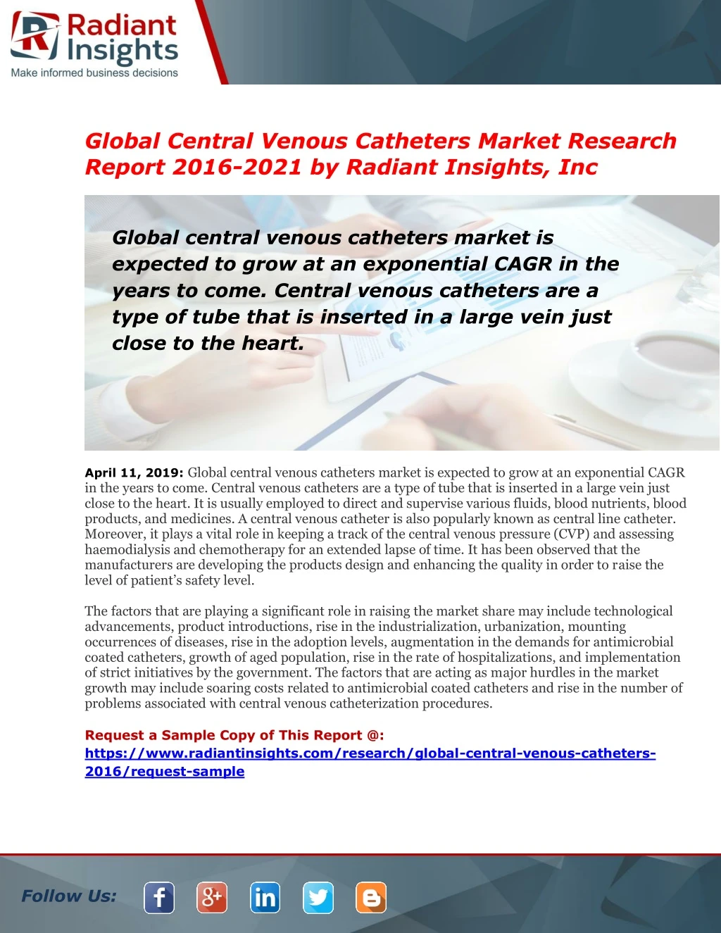 global central venous catheters market research