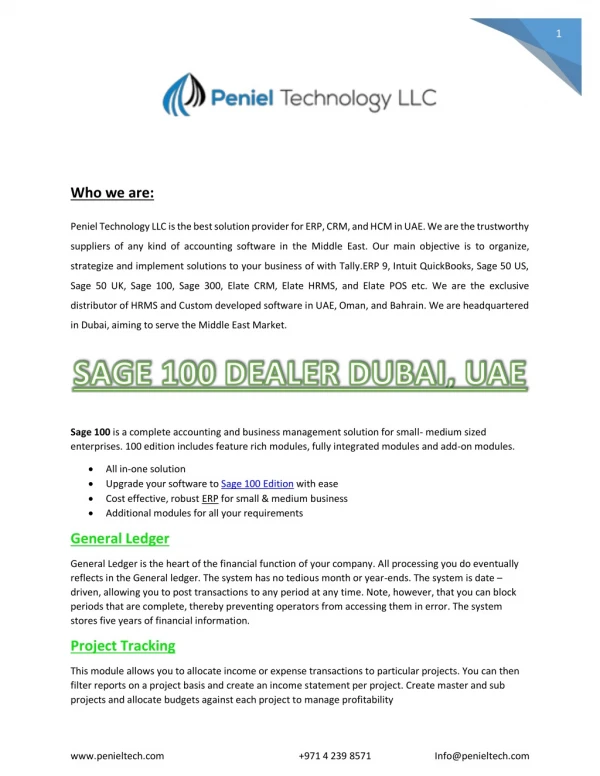 Sage 100 | Sage 100 Dealer - Peniel Tech