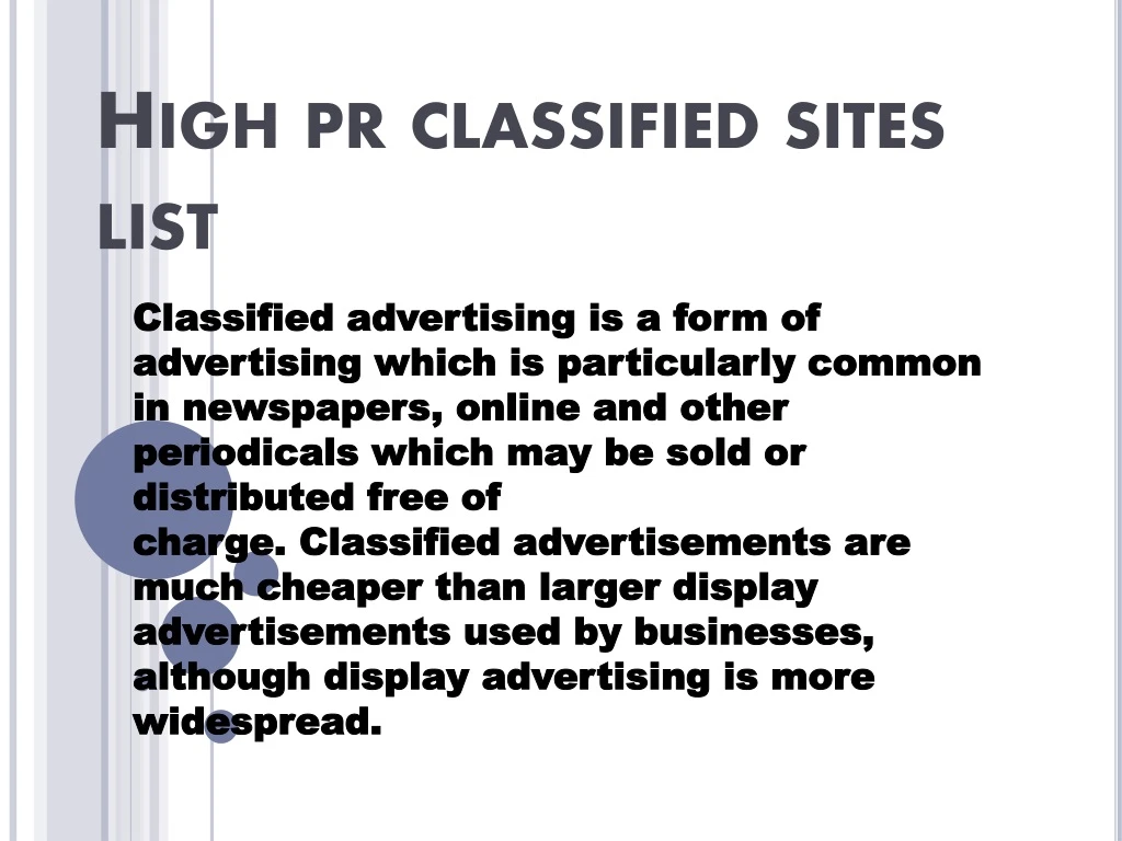 high pr classified sites list