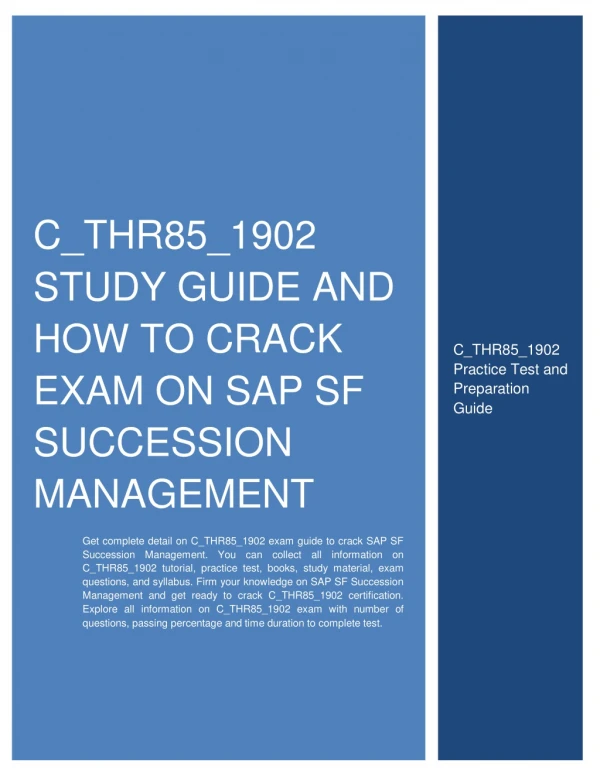C_THR85_1902 Study Guide and How to Crack Exam on SAP SF Succession Management
