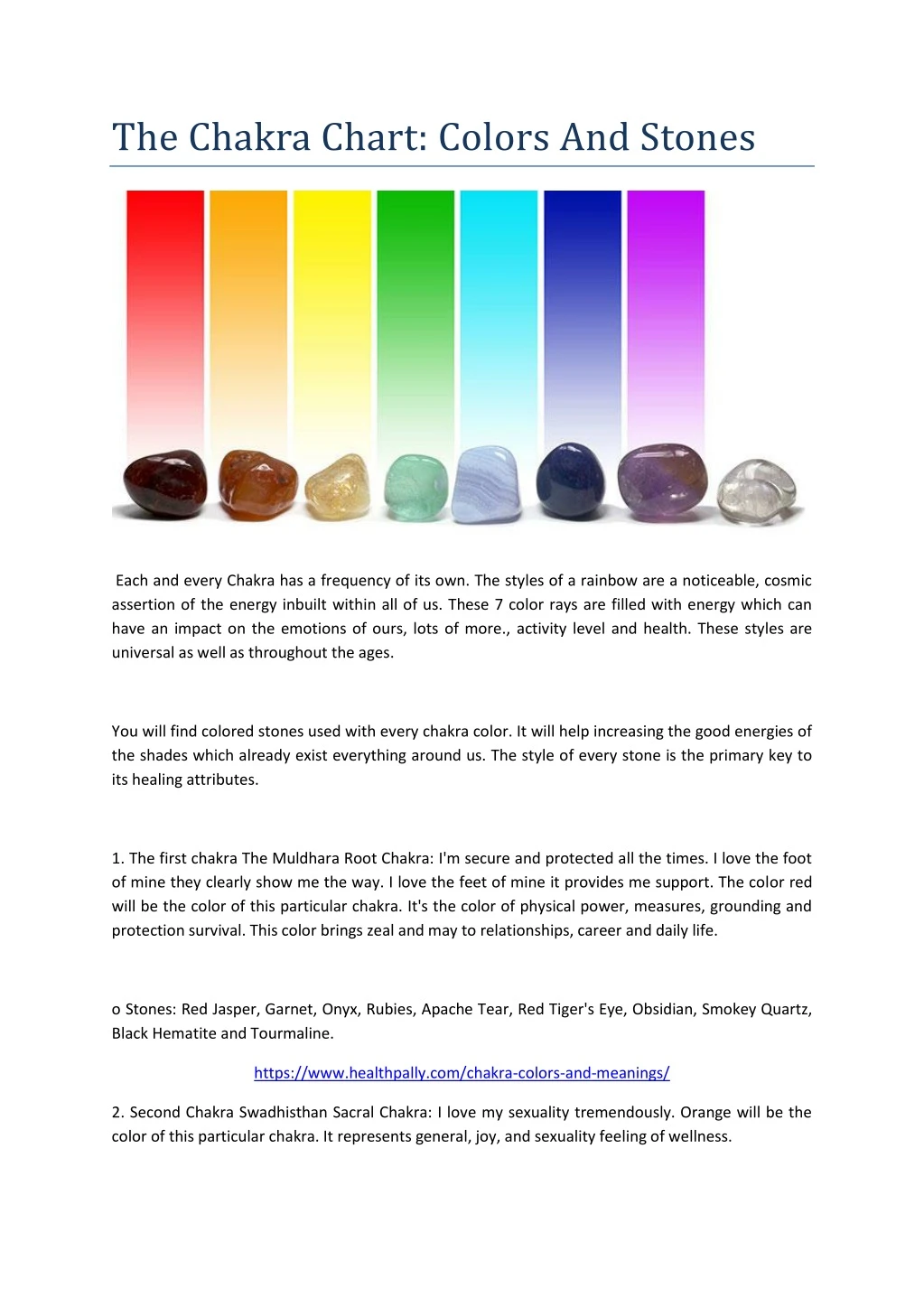 the chakra chart colors and stones