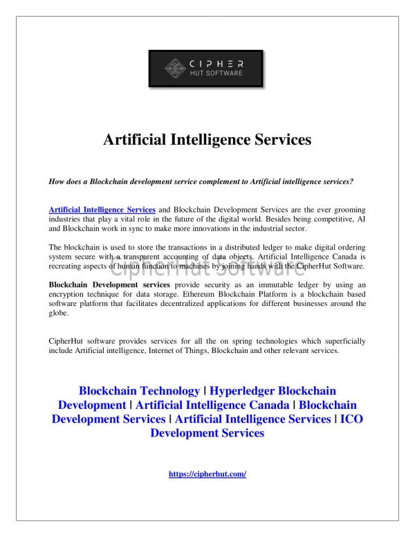 Artificial Intelligence Services Canada