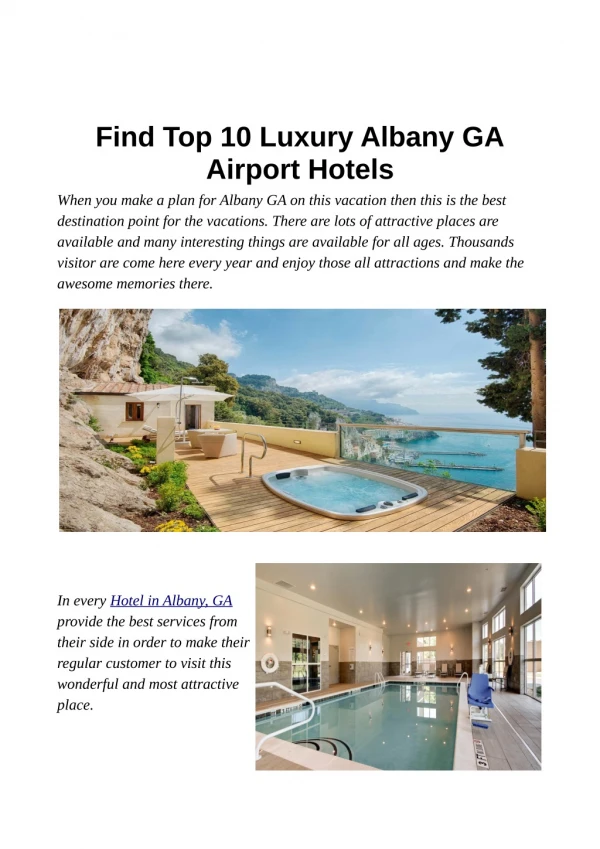Find Top 10 Luxury Albany GA Airport Hotels