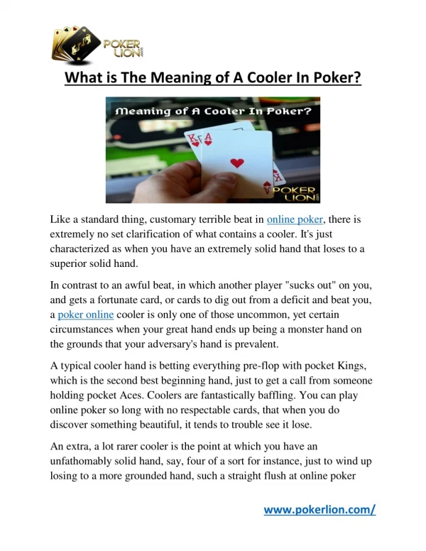 What is The Meaning of A Cooler In Poker?