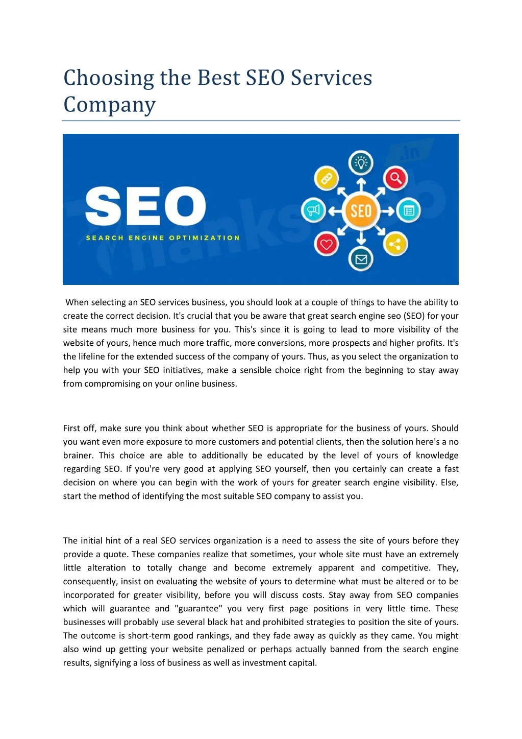 choosing the best seo services company