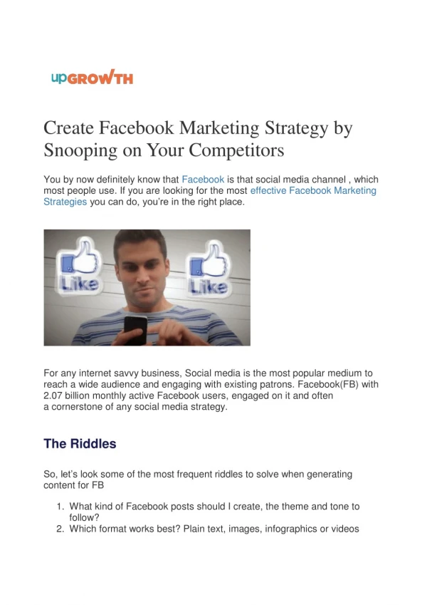 Create Facebook Marketing Strategy by Snooping on Your Competitors