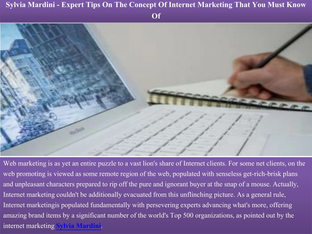 sylvia mardini expert tips on the concept of internet marketing that you must know of