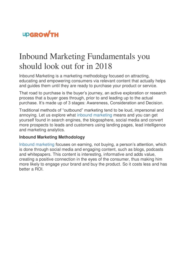 Inbound Marketing Fundamentals you should look out for in 2018