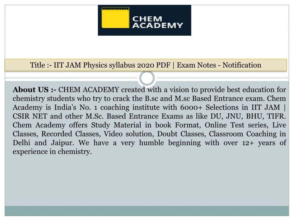 title iit jam physics syllabus 2020 pdf exam