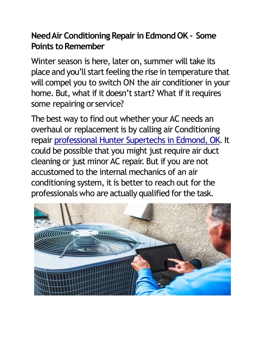 need air conditioning repair in edmond ok some