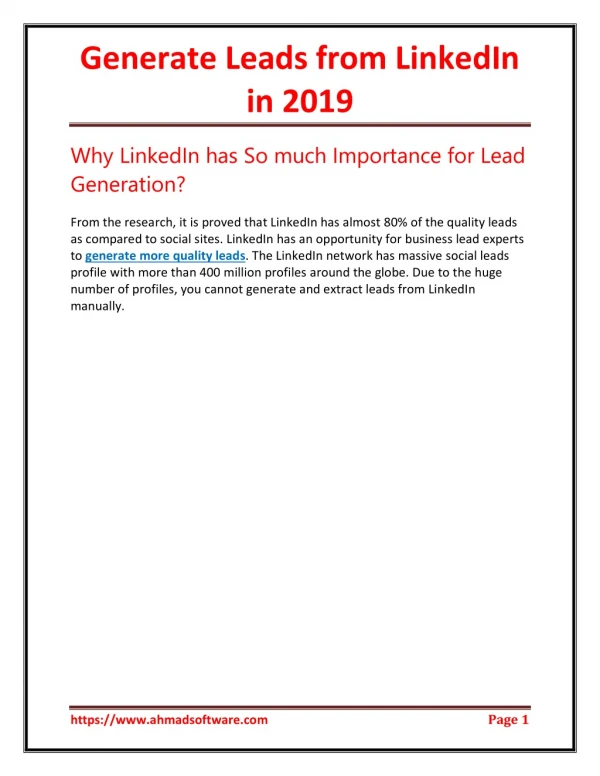 Generate Leads from LinkedIn in 2019
