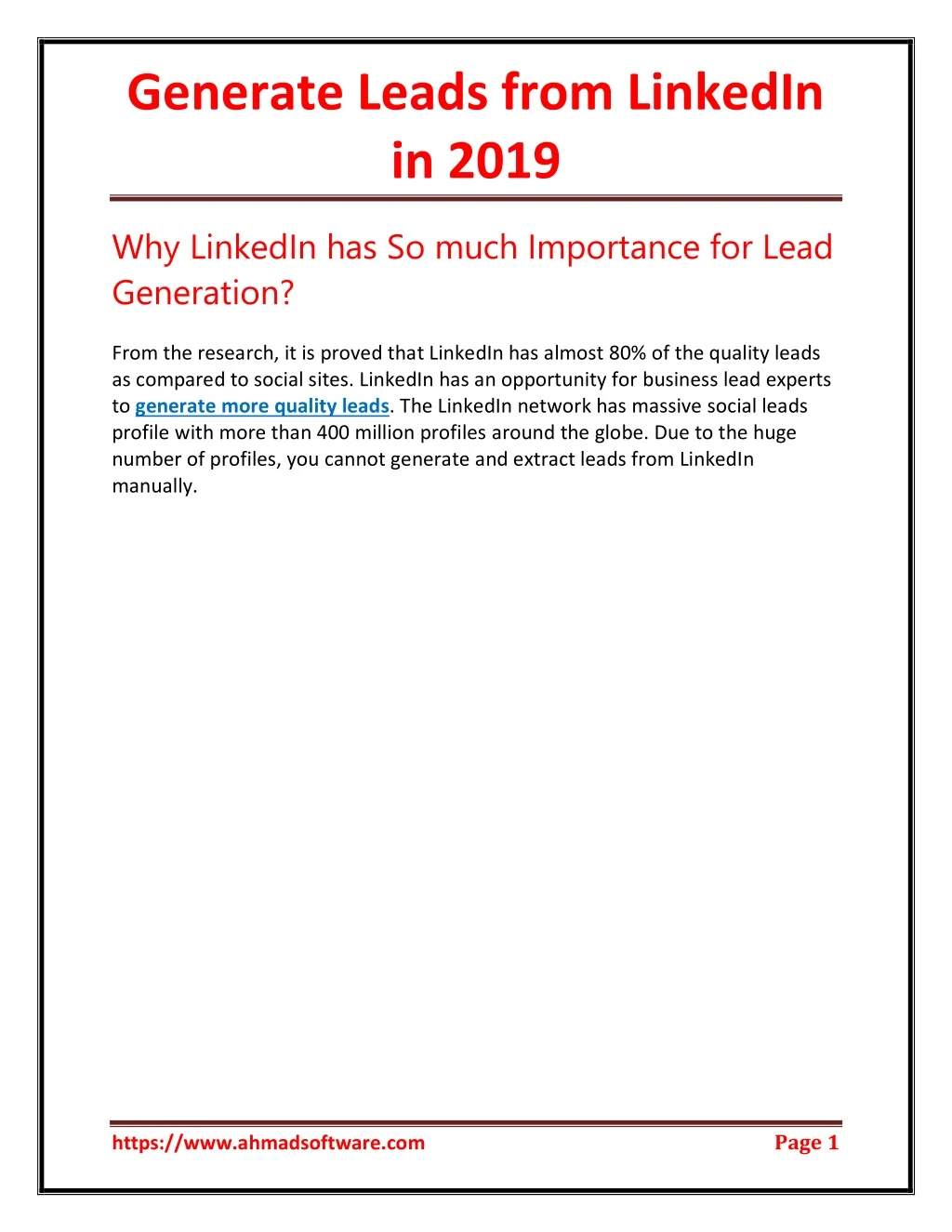 generate leads from linkedin in 2019