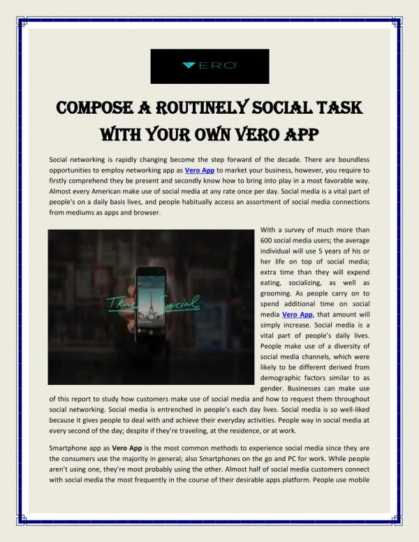 Compose A Routinely Social Task With Your Own Vero App