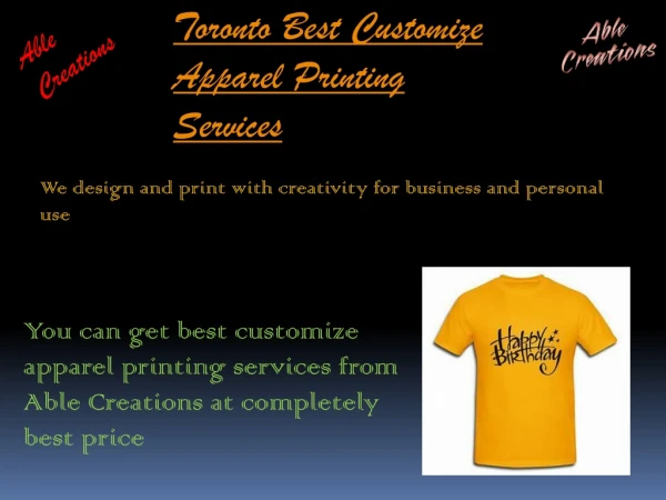 Toronto best customize apparel printing services
