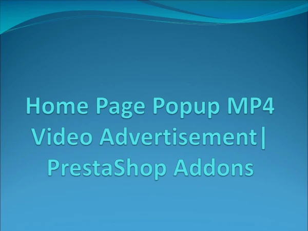 PrestaShop Addon Home Page Popup MP4 Video Advertisement.