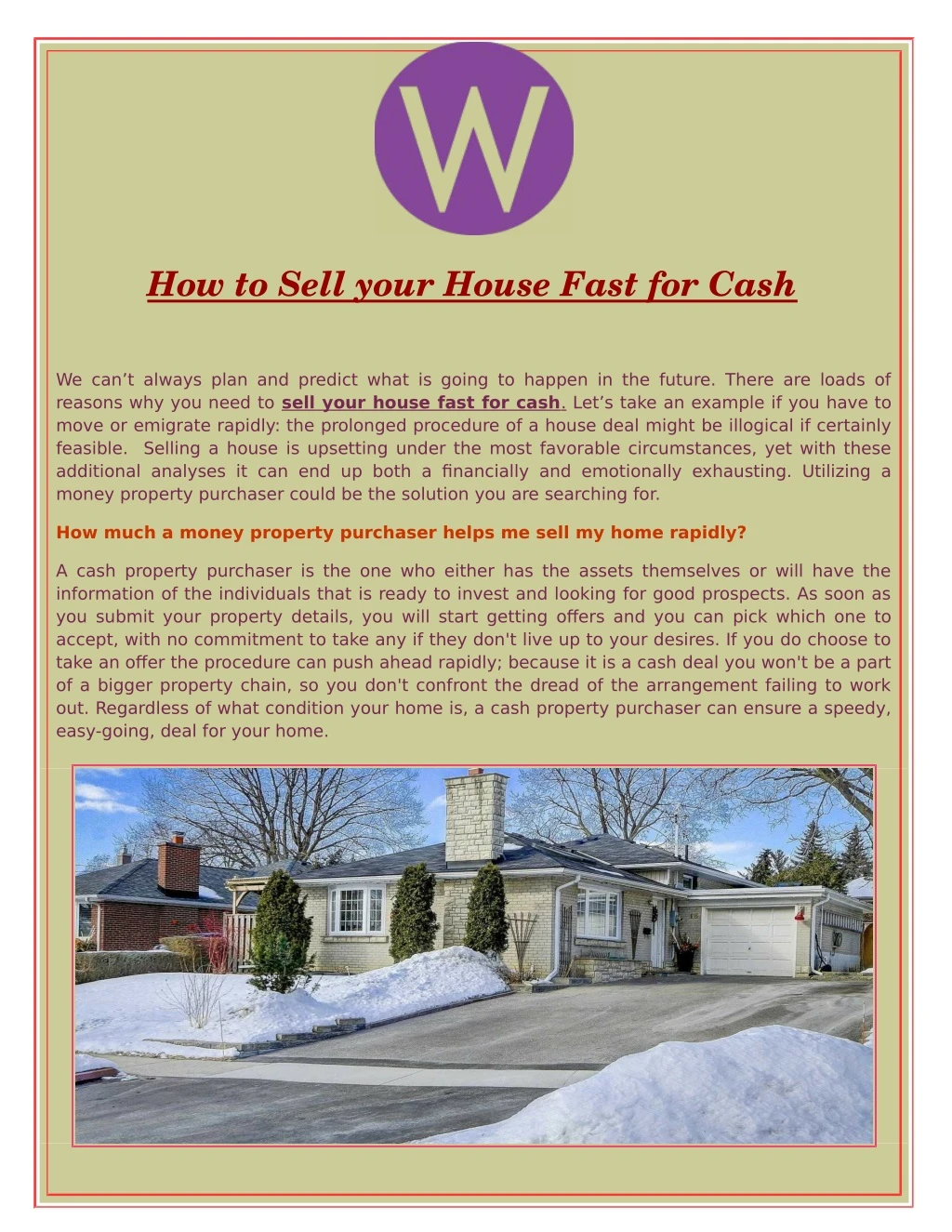 how to sell your house fast for cash