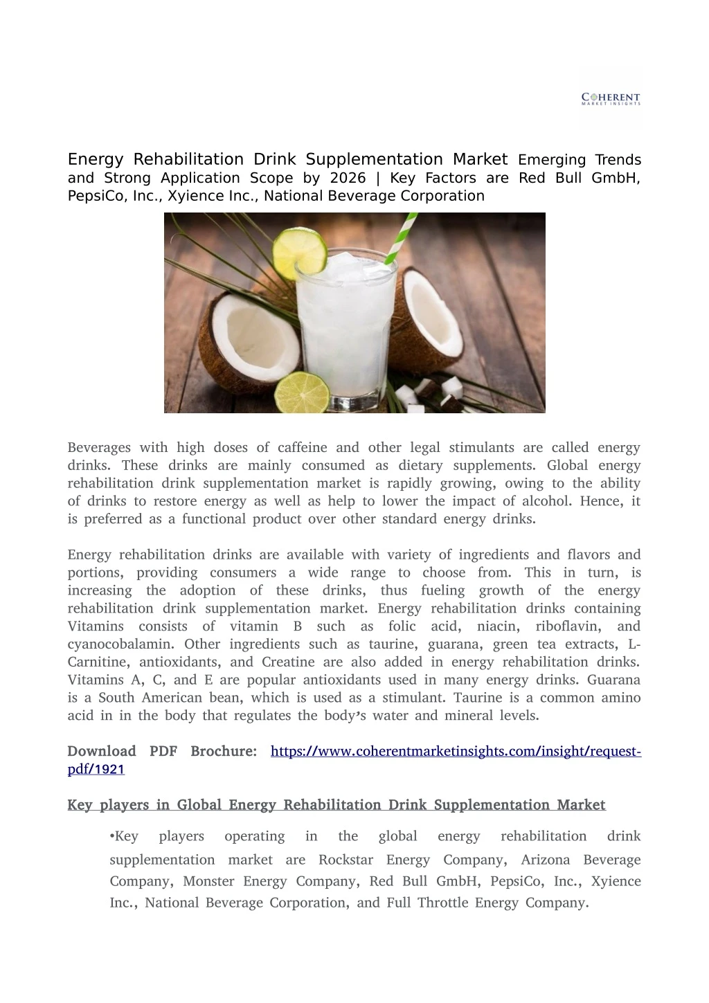 energy rehabilitation drink supplementation