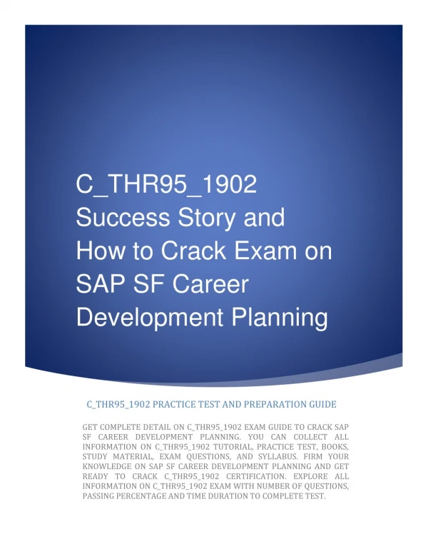 C_THR95_1902 Success Story and How to Crack Exam on SAP SF Career Development Planning