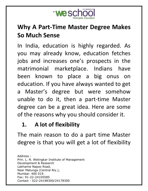 Why A Part-Time Master Degree Makes So Much Sense