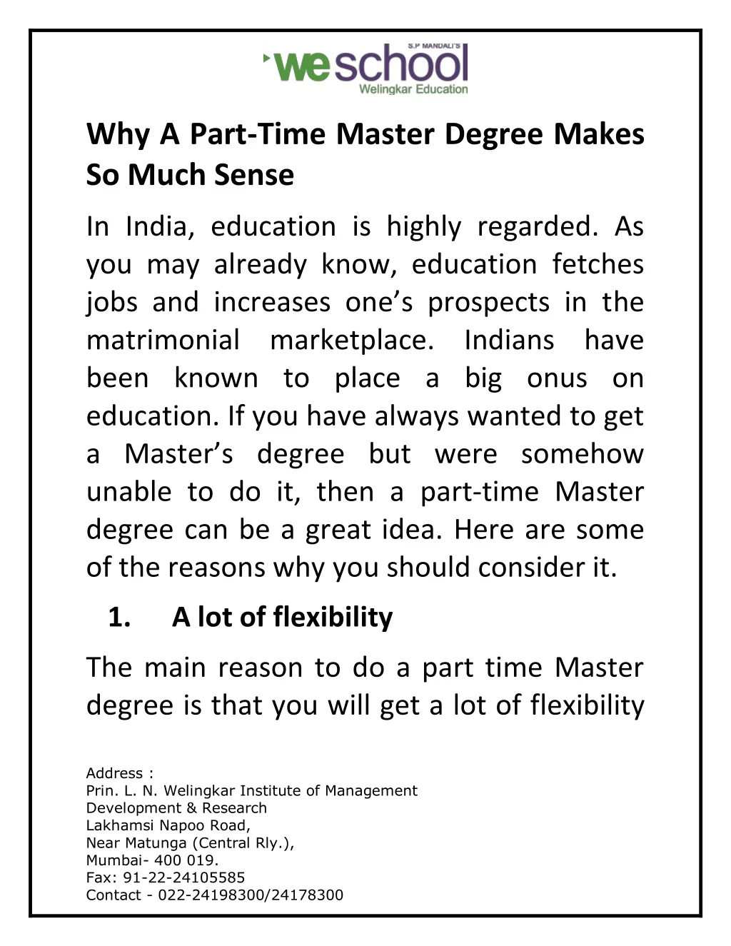 why a part time master degree makes so much sense
