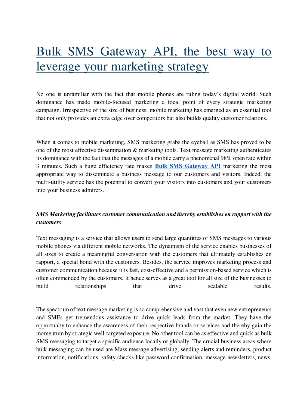 bulk sms gateway api the best way to leverage