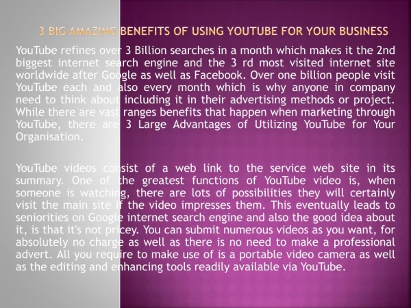 3 Big Amazing benefits of Using YouTube for
