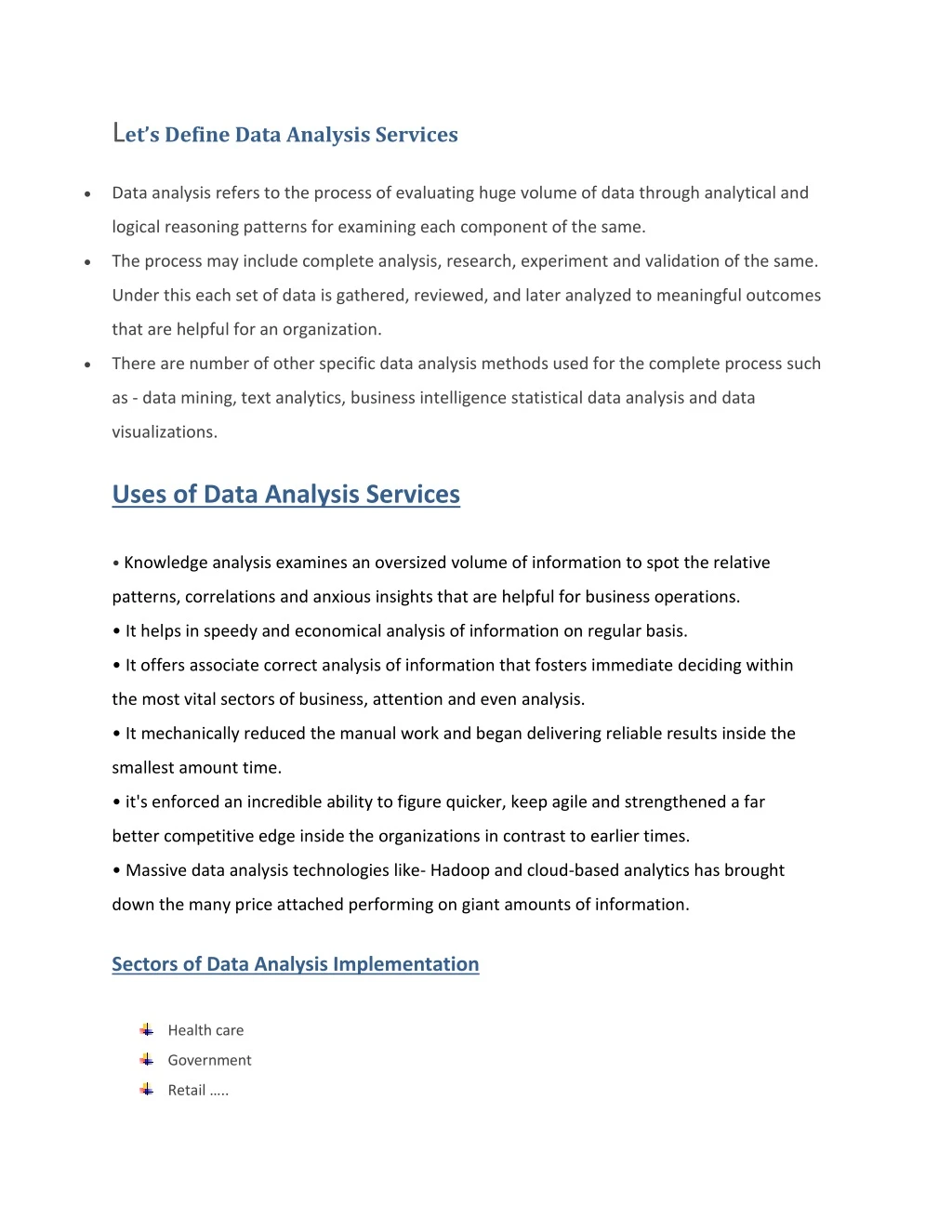 l et s define data analysis services