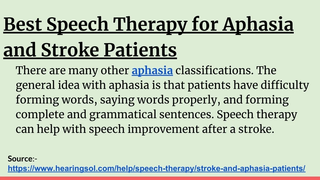 best speech therapy for aphasia and stroke