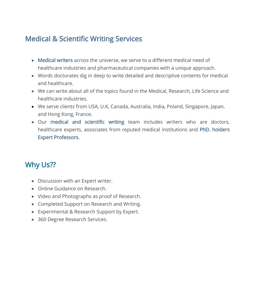 medical scientific writing services medical
