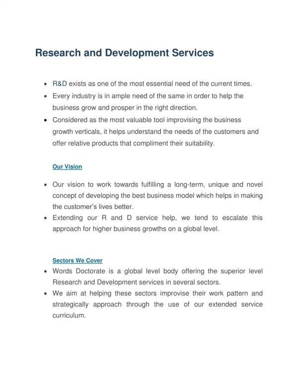 Research and Development Services