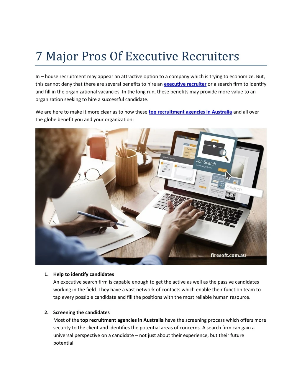 7 major pros of executive recruiters