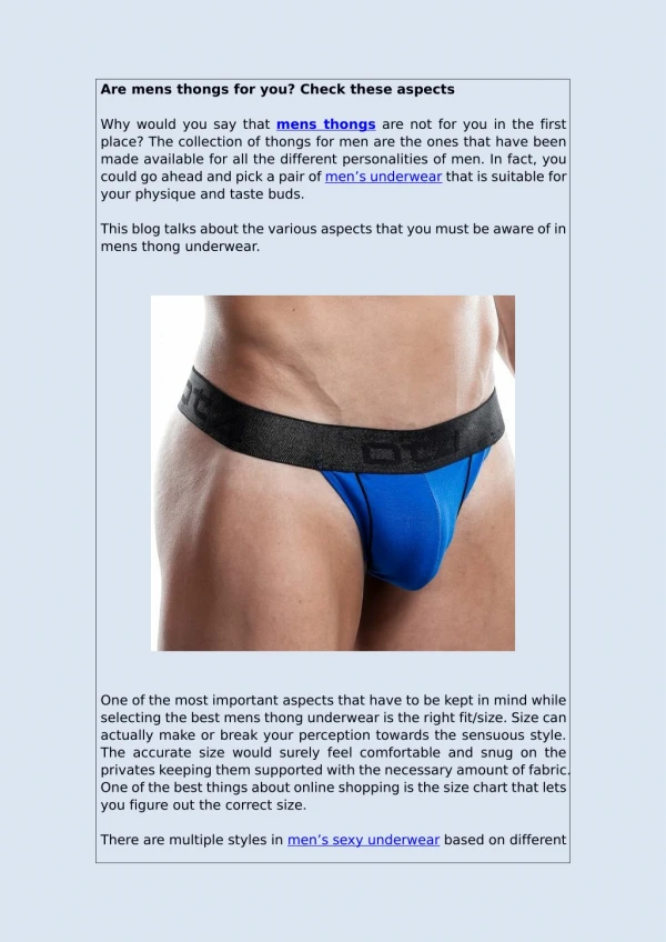 Are mens thongs for you? Check these aspects