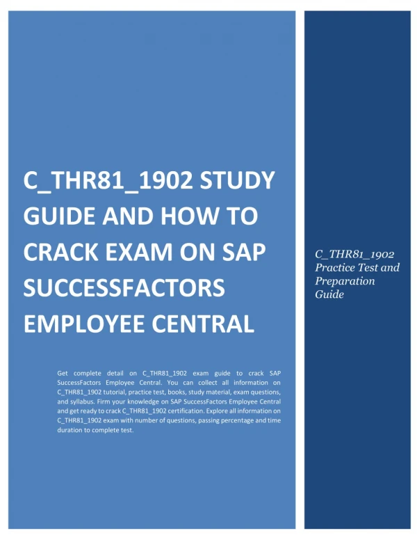 How to Prepare for SAP SF Employee Central (C_THR81_1902) Certification Exam?