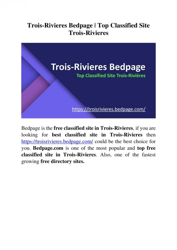Trois-Rivieres Bedpage | Top Classified Site Trois-Rivieres